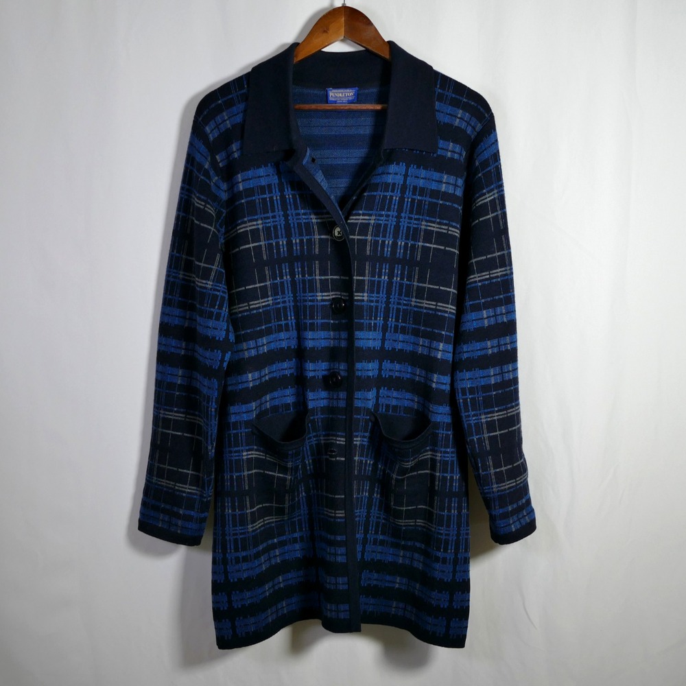Pendleton Womens Merino Wool Long Line Cardigan Size L Southwestern Ranch Layers